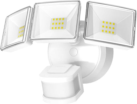 OREiN Motion Sensor Outdoor Flood Lights, 26W 3500LM Bright Security Lights, 5000K Daylight, Dusk to Dawn/Auto/Mode, IP65 Waterproof Hardwired Exterior Lighting for Garage, Driveway, Backyard(White)