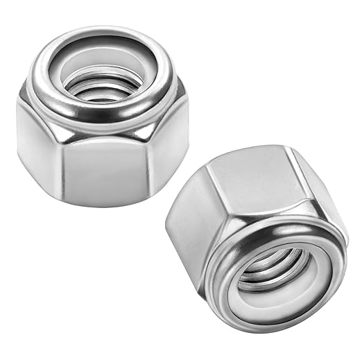 MewuDecor 3/8-16 Nylon Insert Hex Lock Nuts Locknuts, 304 Stainless Steel 18-8, Bright Finish, 25 PCS