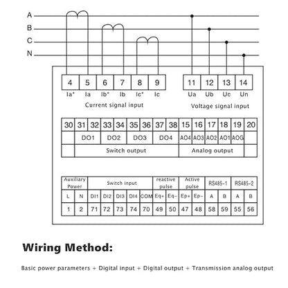 Three-phase Multifunctional Digital Energy Meter, High Accuracy Voltage Current Display, Programmable Electric Power Meter Digital LED Ammeter Voltmeter