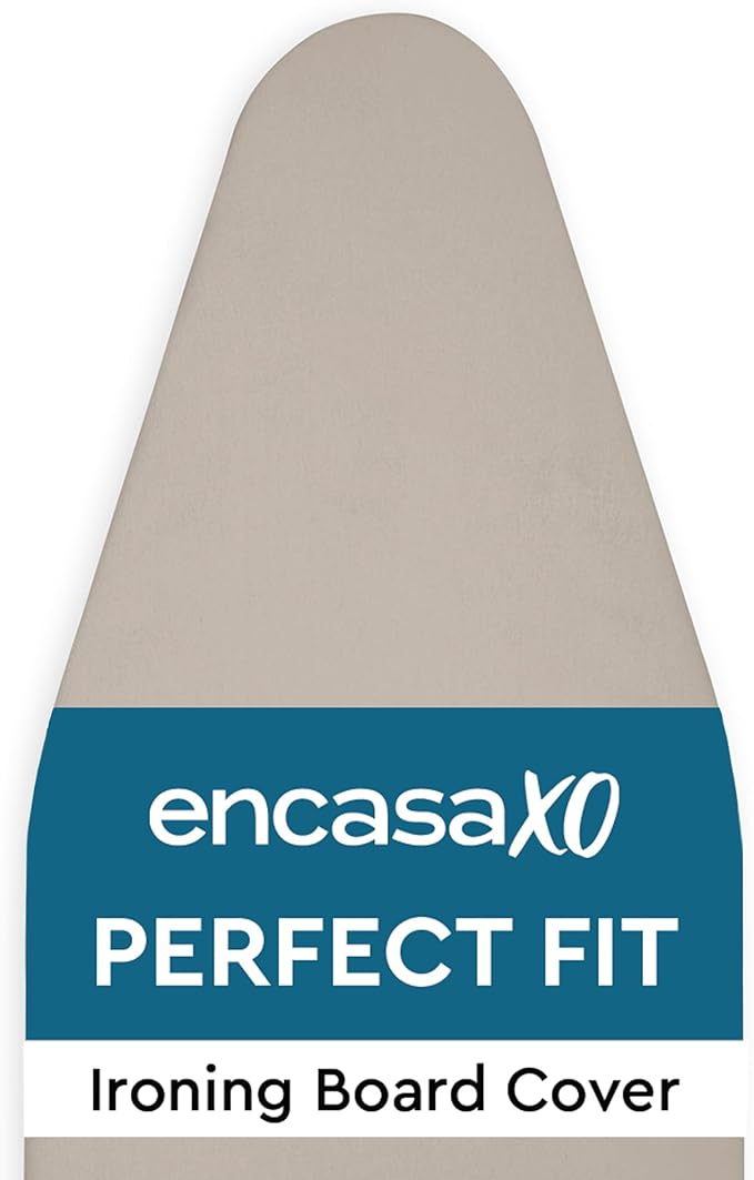 Encasa XO Ironing Board Cover and Pad 54"x15" - 4mm Felt Large Iron Board Cover with Padding - Heat Resistant, Stain-Safe Dye, Non Slip Elastic Bungee Cord Tightening Iron Table Cover Beige