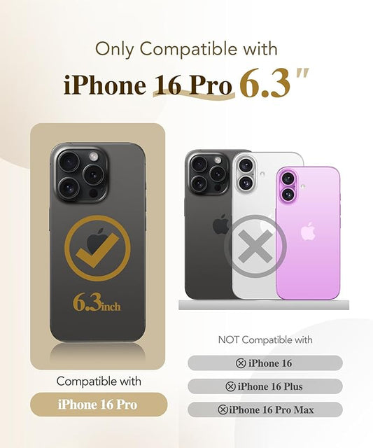 BERFY Magnetic for iPhone 16 Pro Case, Compatible with Magsafe, Built-in 9H Tempered Glass Screen Protector & Upgraded Camera Protection, Full-Body Plating Shockproof Phone Case for 16 Pro 6.3", Black