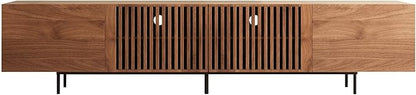 NessCarsti Mid Century Modern TV Stand for 80+ Inch TVs, 94.48" Walnut Console with Ample Storage – Stylish Entertainment Center for Living Room or Bedroom