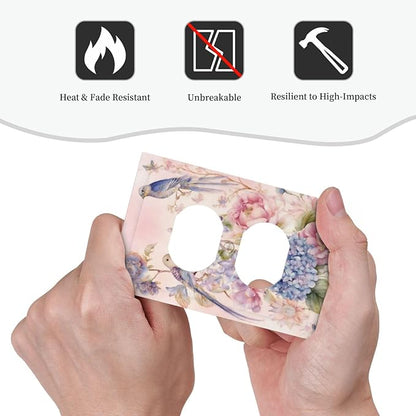 Bvtewkhz Floral Birds Morris Duplex Outlet Decorative Outlet Covers Light Switch Plate Electrical Receptacle Switchplate For Bathroom Kitchen Bedroom