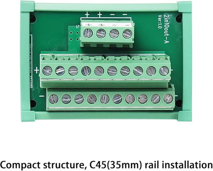 ANMBEST 2 in 10 Out Terminal Blocks Module, 25A DIN Rail and Panel Mounting Power Distribution Breakout Board for PLC Servo Power Amplifier
