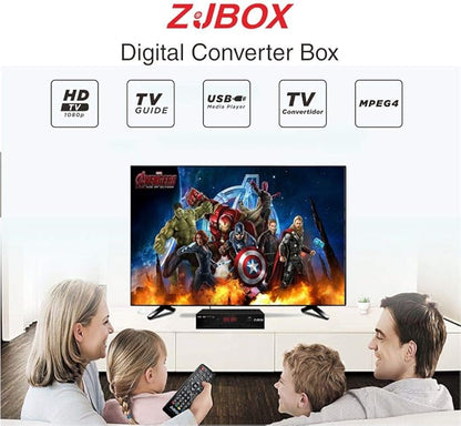 Digital TV Converter Box, ATSC Tv Tuner - ZJBOX for Analog HDTV Live 1080P with Recording&Playback,HDMI Output, Timer Setting TV Tuner Function Digital Channel Free