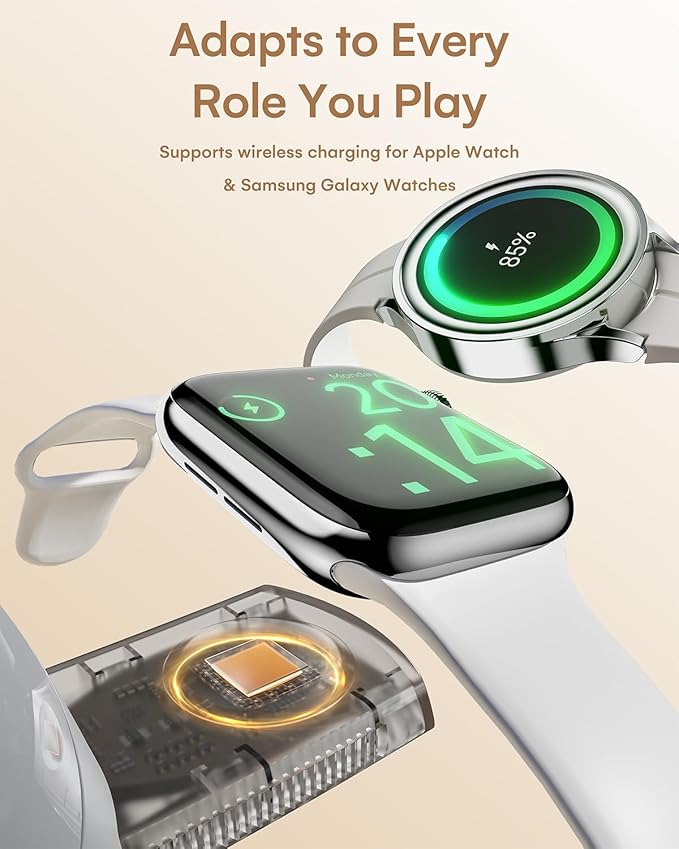 ZEEHOO 4 in 1 Wireless Charging Station for Apple,Mag-Safe Charger&Dimmable Light,Qi2 15W Rotating Fast Wireless Charger for iPhone 16,15,14,13,12&Pixel 10&iWatch&Samsung Watch&AirPods(30W Adapter)