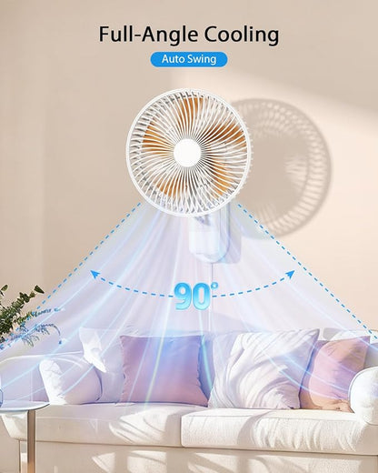 AURATHEA 10” Small Wall Mount Fan with Light and Remote Control, RV FAN with Powerful Airflow,90° Oscillating, 4 Speeds, Timer, 180° Adjustable Tilt, for Home/RV, Bedroom, Small Space Applications