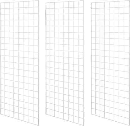 NEESEEYEE Heavy Duty Commercial Grade Gridwall Panels – Grid Panel for Any Retail Display, 2’ Width x 5’ Height, 3 Gridwall Panels Per Carton (White Finish)