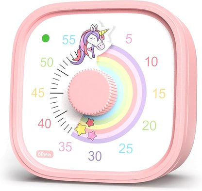 Visual Timer for Kids – Rainbow Ride Clock - Silent Time Management – 60 Minute Countdown – Focus and Productivity Tool – for Classroom, Toddlers, Study, Toothbrush – Fun Design – Adjustable Alarms