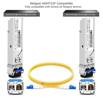 OPSTRAN 1000BASE-LX/LH SFP Optical Transceiver Module Compatible with Netgear AGM732F 1G SFP 1310nm 10km/20km DDM Duplex LC SMF 4 Pack