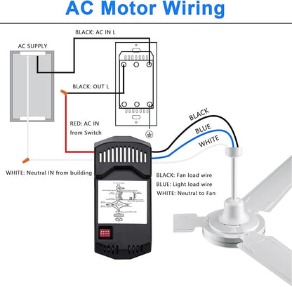 Ceiling Fan Remote Control Kit, Universal Ceiling Fan Remote Control Kit, Ceiling Fan Wall Switch UC9050T, Compatible with Hunter Hampton Bay