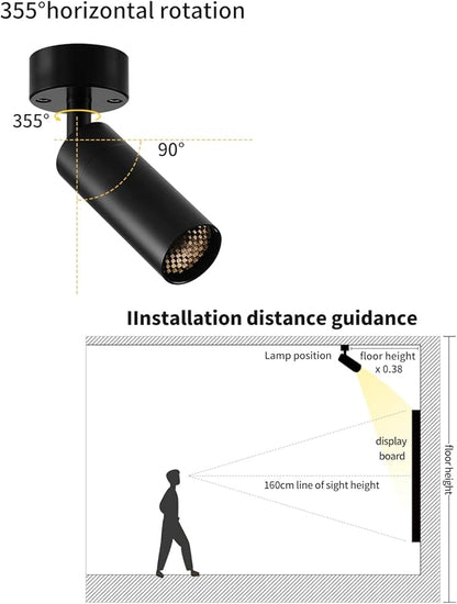Gpaillumic Led Modern Directional Spotlight, Zoomable Monopoint Ceiling Spot Light for Indoor Cafeteria Foyer Living Room Warm White