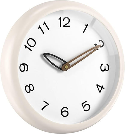 lanktoo Modern Wall Clock,Battery Operated,Tempered Glass,12" Silent Clocks for Living Room,Bedroom,Kitchen,Bathroom - Stylish Home Decor Gift (Off White)