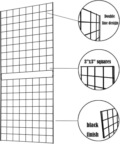 7RiversART Grid Wall Commercial Grade Grid Panels Heavy Duty Panel for Retail Display Wall 2' W x 5' H, Black (Pack of 4) Easily Portable