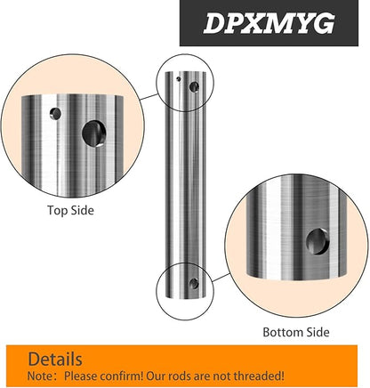 DPXMYG 36 inch Ceiling Fan Downrod with Extension Cord, 3 FT Brushed Nickel Downrod for Ceiling Fan, 1 inch Outside Diameter, Ceiling Fan Boom Suitable for a Wide Range of Fans (Nickel, Not Threaded)