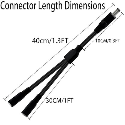 1.3FT 5.5mmx2.5mm 14AWG 12V/24V DC Power Splitter 1Male to 2Female High Power 5525 Connector for Solar Panel, Energy Storage Power Supply, Outdoor Power Supply, LED Strip Light 2pcs