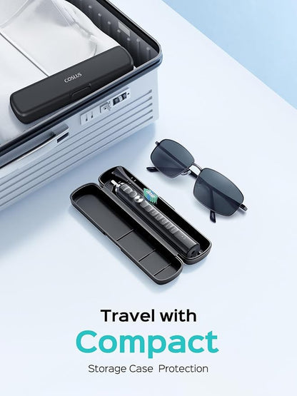 COSLUS Sonic Electric Toothbrush for Adults: 47000 VPM for Deep Cleaning & Whitening with Travel Case - 5 Modes for Sensitive Teeth & Braces, Wireless Charging, 6 Brush Heads for Family, Black (1PC)