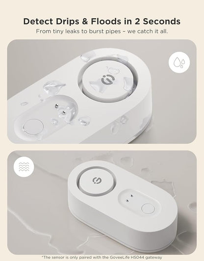 GoveeLife Water Leak Detector 3 Pack with 105dB Adjustable Alarm, Water Alarm with Dual Sets Sensor Probes Leaks and Floods. Suit for Home, Basement, and Kitchen(Cannot Connect to Wi-Fi Directly)