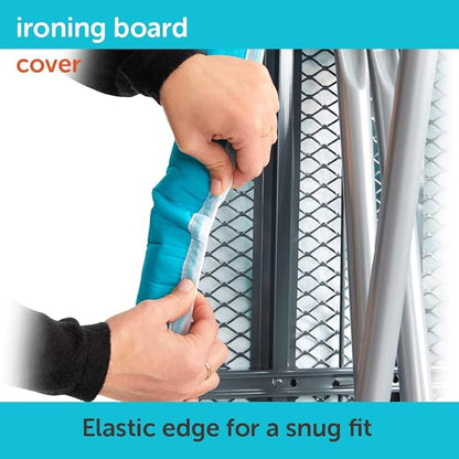 oliso Ironing Board Cover – 100% Cotton with Professional Felt Pad, Fits Standard 54" x 15" Boards – Secure Fit with Wide Elastic Edge & Adjustable Straps – Turquoise