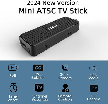 ZJBOX Digital Converter Box for TV,1080P ATSC tv Tuner Box with hdmi Output and 3RCA Cables Hidden Behind TV，with Power Adapter，2-in-1 Remote，TV Program Recording&Playback,USB Media Player