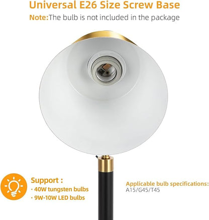 Starstrips Desk Lamp with Dual USB Charging Port, Heavy Duty Metal Task Light, 340 Degree Swivel Arms, Easy Assembly with Cord Guide, Reading Lamp for Home Office, Black & Gold (Bulb Not Included)