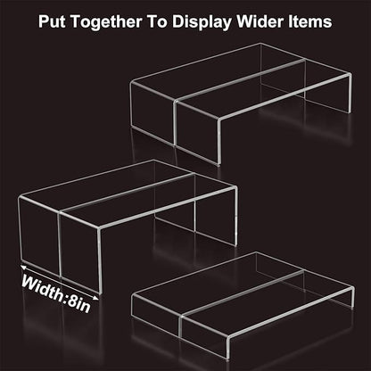 Blaithom Acrylic Display Riser Stand,6Pcs 12'' Length Tier Display Stands, Thickened to 0.2''(5mm) Acrylic Shelf Risers for Perfume Display,Risers for Buffet Table,Cupcake Stand,Pop Figurines,Tumbler,Food