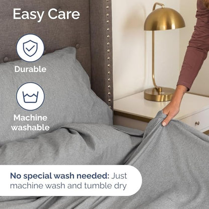 Full XL Bed Sheet Set - 4 Piece Extra Long Extended Full XL Sheets - Ultra-Soft, Breathable & Cooling - Fits 8” to 16" Mattress w/ Deep Pockets - 54" x 80" - Wrinkle & Fade Resistant - Heathered Grey