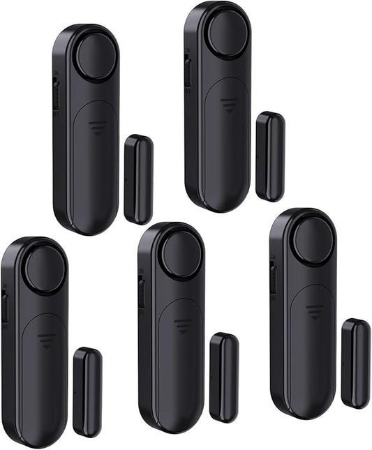 AKOYU 5-Pack Window Alarms for Home Security, 120dB Door and Window Open Sensor Chime for Kid Safety, Pool Safety, Sliding Door, DIY Protection, Easy Installation,Ideal for Home,Garage,Apartment,Black
