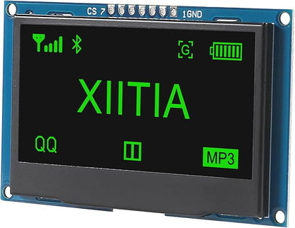XIITIA 2pcs 2.42 inch 128x64 OLED LCD Display Module SSD1309 7 Pin SPI/IIC I2C Serial Interface for Arduino UNO R3 (Green Light)