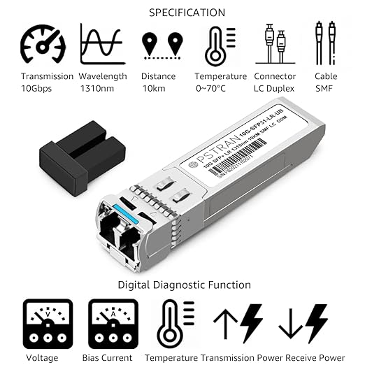 OPSTRAN 10GBASE-LR SFP+ Optical Transceiver Module Compatible with Ubiquiti Unifi UF-SM-10G 10G SFP+ LR 1310nm 10km DDM Duplex LC SMF 10 Pack