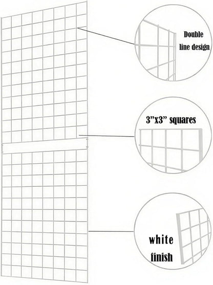 7RiversART Grid Wall Commercial Grade Gridwall Panels – Heavy Duty Grid Panel for Any Retail Display Wall Grid 2' Width x 6' Height, White (Pack of 3) Easily Portable