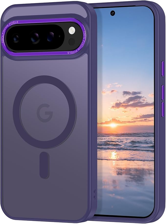 Magnetic for Google Pixel 9 Pro XL Case, [Military Grade Drop Protection] [Compatible with MagSafe] Shockproof Slim Translucent Matte Anti-Slip for Women Girls Men Case, Deep Purple