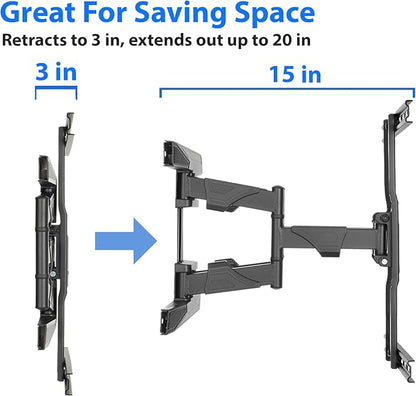Mount Factory Heavy-Duty Full Motion TV Wall Mount - Articulating Swivel Bracket Fits Flat Screen Televisions from 42" to 70" (VESA 400 x 600 Compatible) - Tilt Swing Out Arm with 10' HDMI Cable