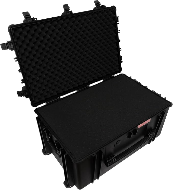 Valkyrie V133 Waterproof Rolling Hard Case with Foam - Camping Storage Box for Cameras, Drones, Accessories - Waterproof Tool Box with Lock Hardware, Large Hard Case (Black, 33.5 x 22.2 x 16.9)