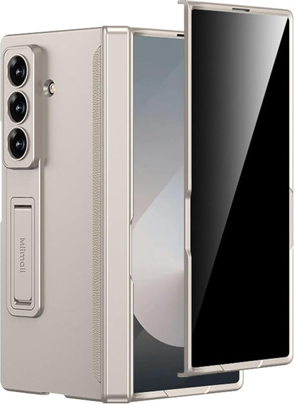 Miimall for Samsung Galaxy Z Fold 7 Case with Privacy Screen Protector, Built-in Adjustable Kickstand & Magnetic Hinge Protection All-Inclusive Protective Case for Galaxy Z Fold 7 5G Titanium Grey