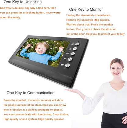 toncont Video Doorbell Intercom System, 7" Monitor Video Door Phone Kits, Wired Video Door Entry System, IR Night Vision Door Camera, Unlock, Dual-Way Intercom Outdoor Indoor for Home Villa (Black)