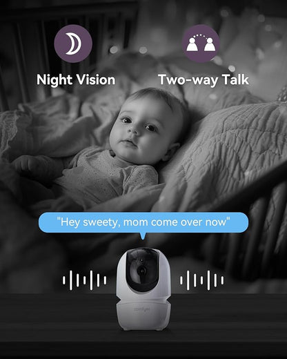 Comfyer 7" HD Split-Screen Baby Monitor with 2 1080P Cameras, 48 Hrs 6000mAh Battery Runs 2 Days in VOX Mode, No WiFi Monitor with a Flexible Bracket, 2 Way Audio, Remote PTZ, Auto Night Vision