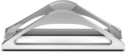 HumanCentric Vertical Laptop Stand for Desks in Silver Color, Upright Adjustable Holder to Dock Apple MacBook Stand, and Other Laptops to Organize Work & Home Office, Automatic Grip