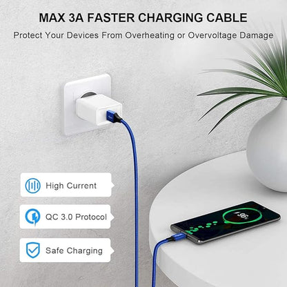 etguuds USB A to USB C Cable 4ft, 2-Pack, 3A Fast Charging Type C Charger Cord for iPhone 17 16 15 Pro Max 16e 17 Air, Samsung Galaxy S25 S24 S23 S22 S21 S20 A17 A16 A56 A55 Flip Fold, Blue