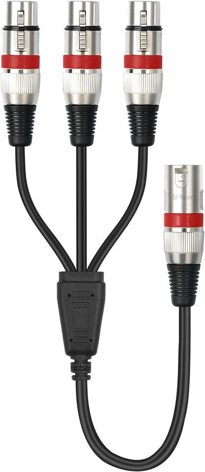 SiYear XLR Splitter Cable 3 Way - 1 XLR Male to 3 Female Patch Y Cable Balanced Microphone Splitter 3 in 1 Cord Audio Adapter (60cm/2FT)