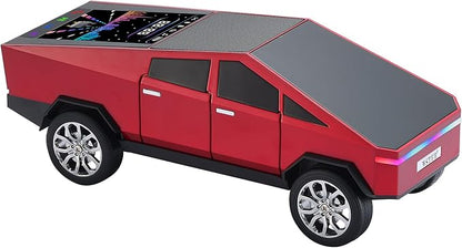 WSTER Futuristic Pickup Truck Bluetooth Speaker with LED Display Screen – Practical Gift Choice for Car Model Fans & Audio Users, TWS Stereo, FM Radio, USB/TF Playback, Front LED Headlights, Mic(RED)