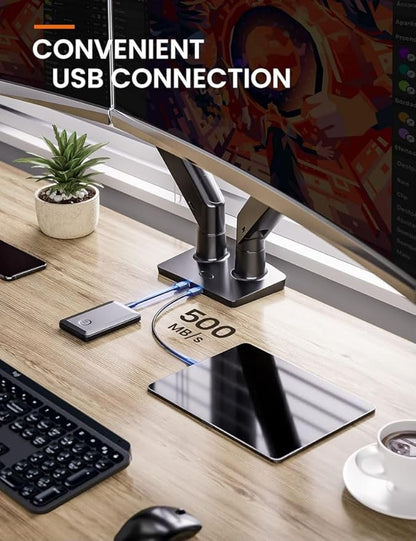 ErGear Dual Monitor Desk Mount up to 40 inches Screens, Max 26.4lbs Capacity Each, Heavy Duty Ultrawide Monitor Arm with USB Ports, Height Adjustable Monitor Stand, VESA 75x75mm or 100x100mm, Black