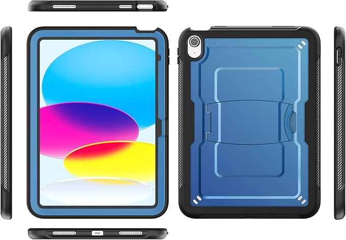 SEYMAC stock Case for iPad (A16) 11th/10th Generation 11''/10.9'' 2025/2022, with Built-in Screen Protector, Shoulder Strap, Built-in Kickstand, Rugged Full Body Shockproof Protective Case, Navy Blue