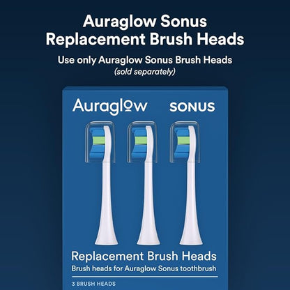 AURAGLOW Sonus Electric Toothbrush, 5 Cleaning Modes, 2 Brush Heads & Travel Case, 40,000 VPM Sonic Toothbrush & Wireless Charging, 30-Day Battery Life with Smart Timer, Black