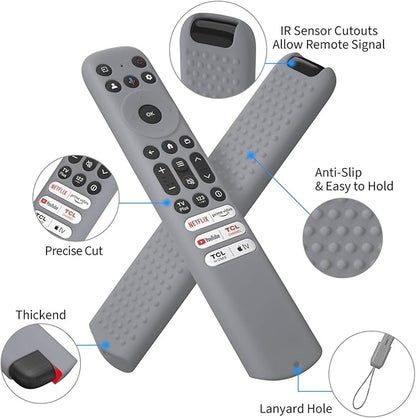 Hi Color Silicone Cover for TCL RC813 FMB1/RC923/RC902V Remote Protective Case Sleeve for TCL Smart TV Remote RC813 FMB1 Case Cover(Grey)