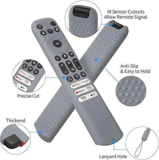 Hi Color Silicone Cover for TCL RC813 FMB1/RC923/RC902V Remote Protective Case Sleeve for TCL Smart TV Remote RC813 FMB1 Case Cover(Grey)