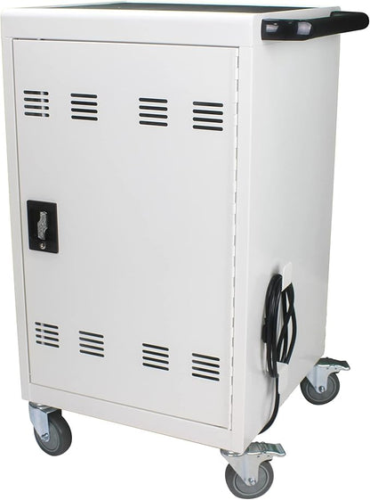 Thetilsy 35 Device Mobile Charging Station for Laptops/Tablets/iPads/Chromebooks,35 Bay Lockable Charging Cabinet with Power Strip for Classroom,School Charging Carts with Casters(White)