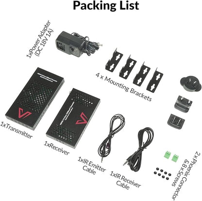 AV Access HDBaseT 4K HDMI Extender Over Cat5e/6/6a/7 4K@60Hz 130ft, 1080P@60Hz 230ft, HDR10+, HDMI 2.0 YUV4:4:4, UltraHD, HDCP 2.2, 18Gbps, Plug & Play, IR Return & PoE, Smart EDID(4KEX70-H2)