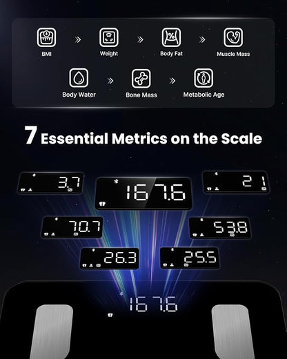 FITINDEX Body Composition Scale for Body Weight, Body Pod Scale [2026 Upgraded], Smart 8-Electrodes with BMI, Body Fat, Muscle Mass, 50 Composition Measurements, Bluetooth