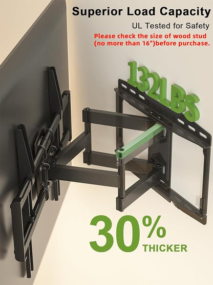 USX Mount Full Motion TV Wall Mount for 42-86 inch, TV Mount Swivel and Tilt,Wall Mount Bracket with Dual Articulating Arms Up to 132lbs, VESA 600x400mm, Max 16" Wood Studs, UL Listed XML019